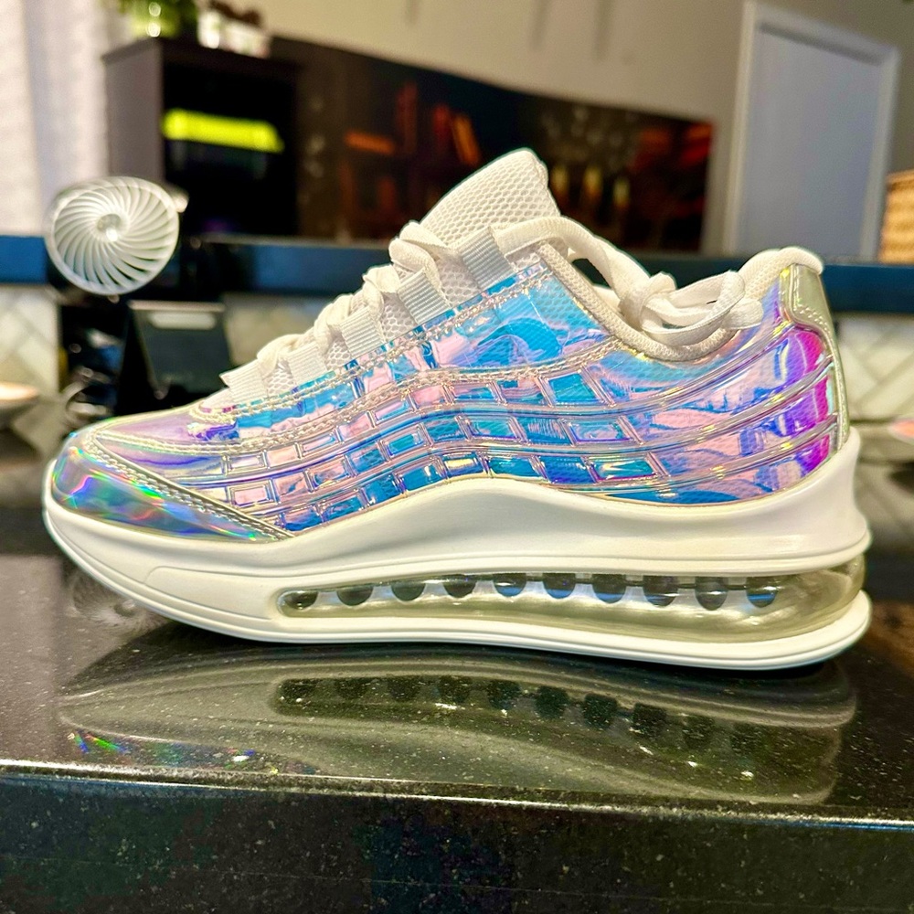 Fashion Nova Holographic Sneakers with Air Cushion NEW